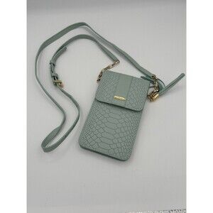 GiGi New York Phone Case Leather Mini Crossbody Embossed‎ Seafoam Purse Tassel